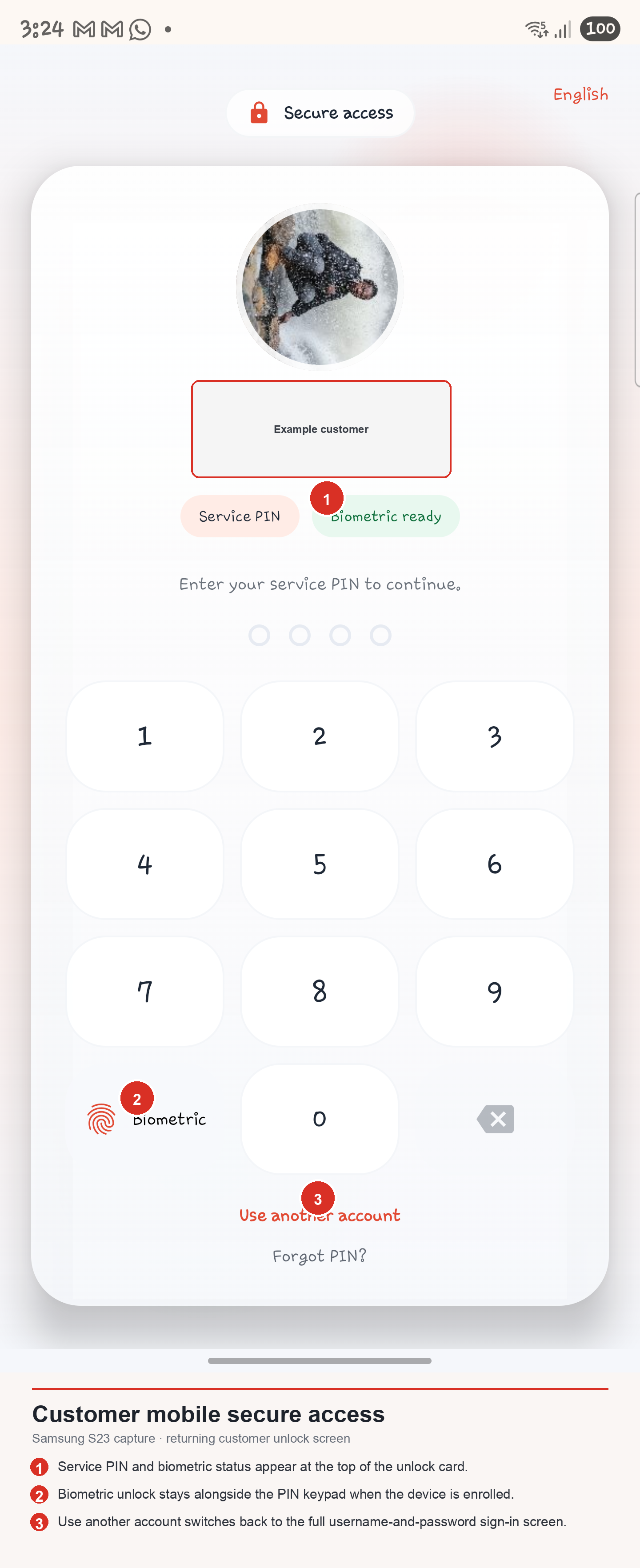Customer mobile secure access