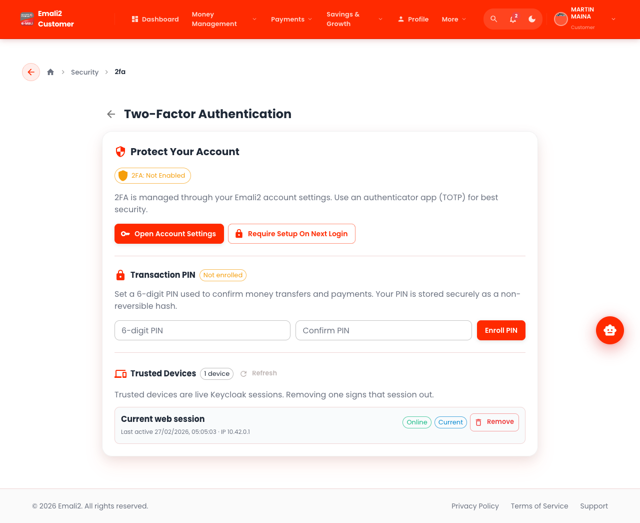 Customer security