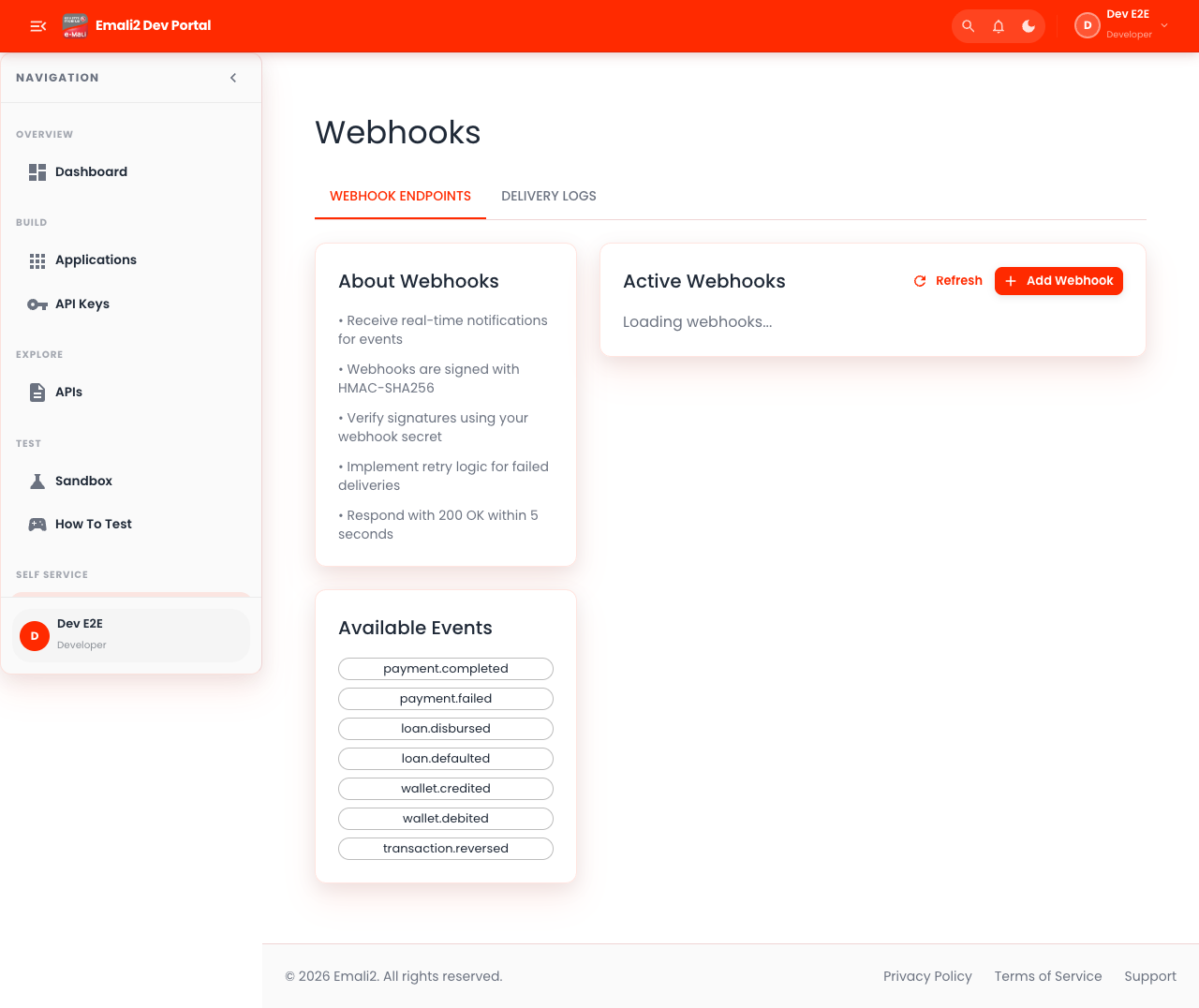 Developer webhooks