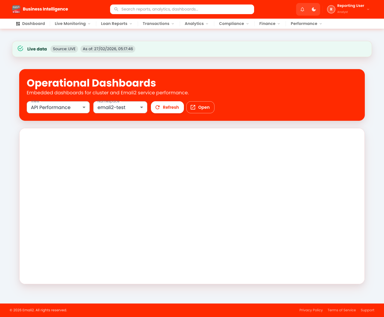 Live - Dashboards